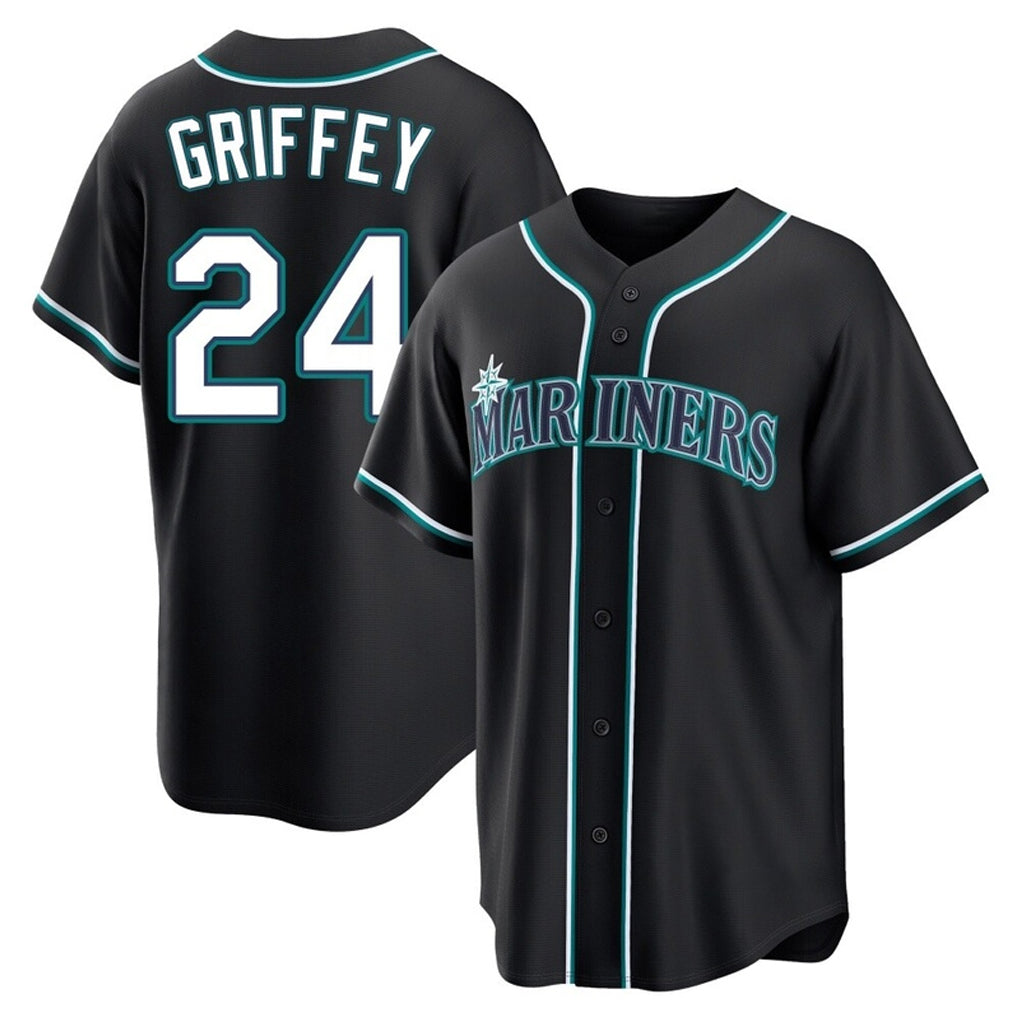 S.Mariners #24 Ken Griffey Jr Player Black Fashion Home Limited Gdoa Stitched Jerseys