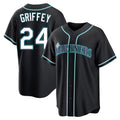 S.Mariners #24 Ken Griffey Jr Player Black Fashion Home Limited Gdoa Stitched Jerseys