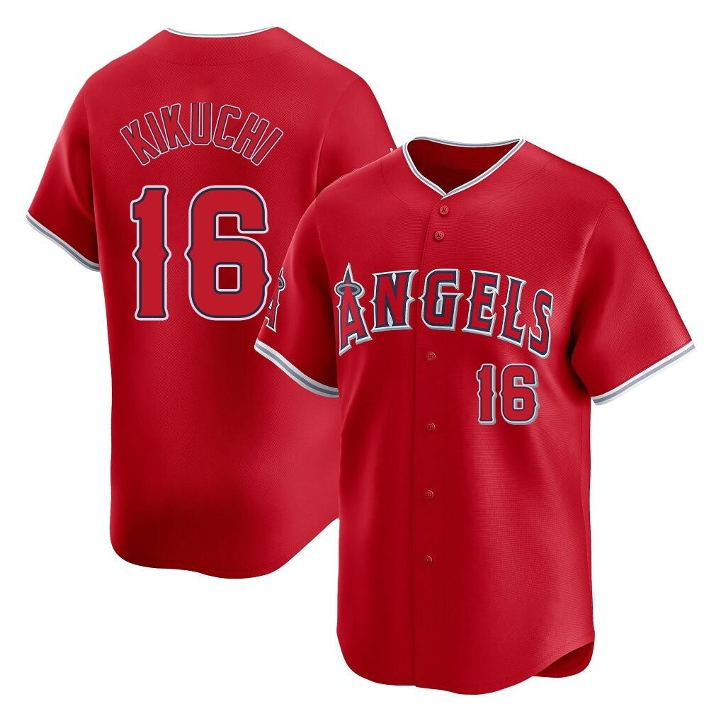 LA.Angels #16 Yusei Kikuchi Player Red Home Limited Gdoa Stitched Jerseys