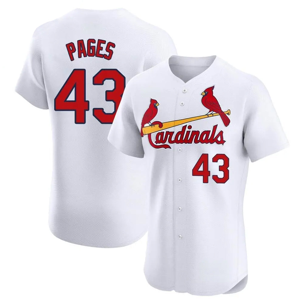 St. Louis Cardinals #43 Pedro Pages Player White Home Limited Elite Gdoa Stitched Jerseys