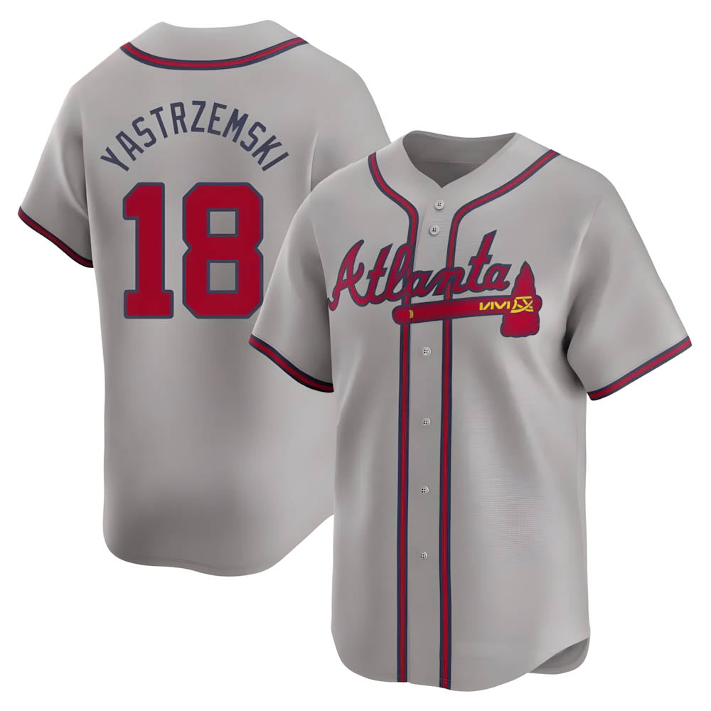 A.Braves #18 Mike Yastrzemski player Gray Limited Away Stitched Jerseys