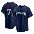M.Twins #7 Joe Mauer Player Navy Replica Alternate Home Gdoa Stitched Jerseys