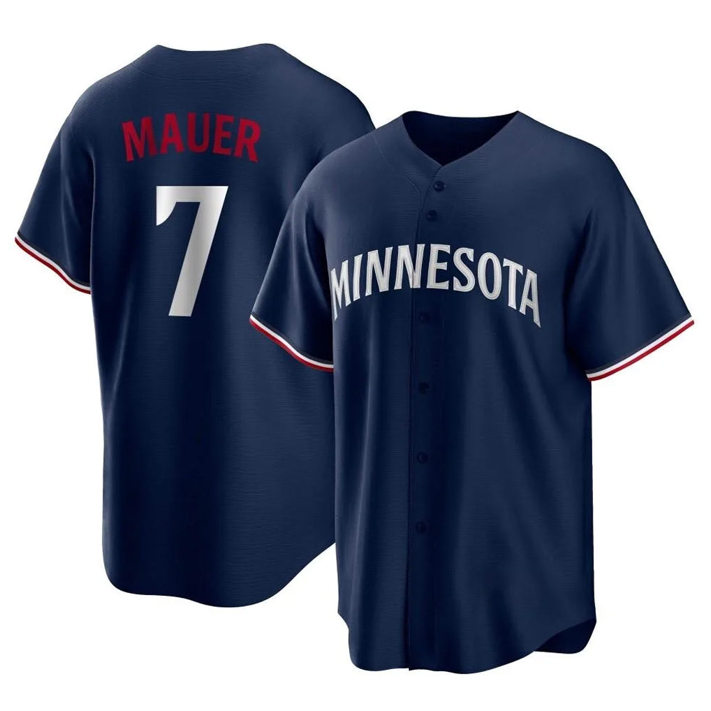 M.Twins #7 Joe Mauer Player Navy Replica Alternate Home Gdoa Stitched Jerseys