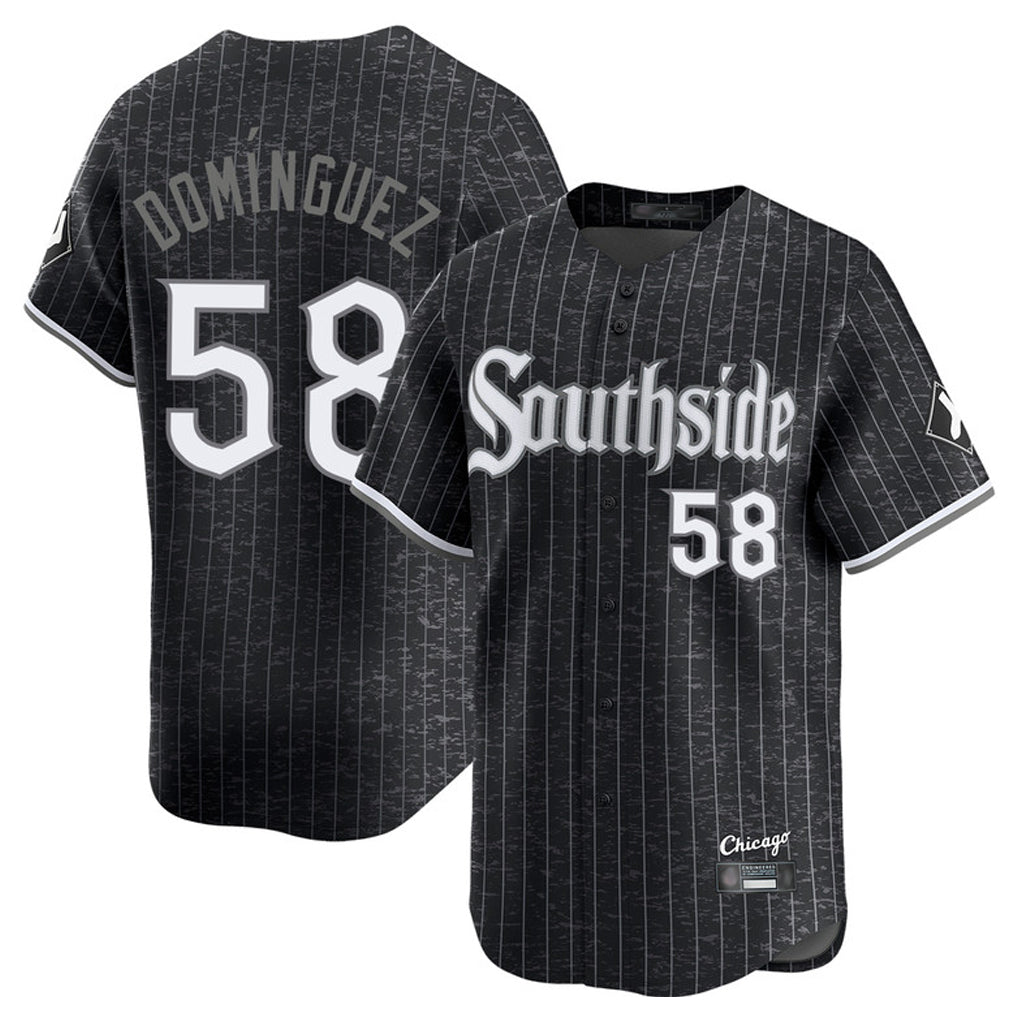 C.White Sox #58 Seranthony Dom¨ªnguez Player Black City Connect Limited Home Gdoa Stitched Jerseys