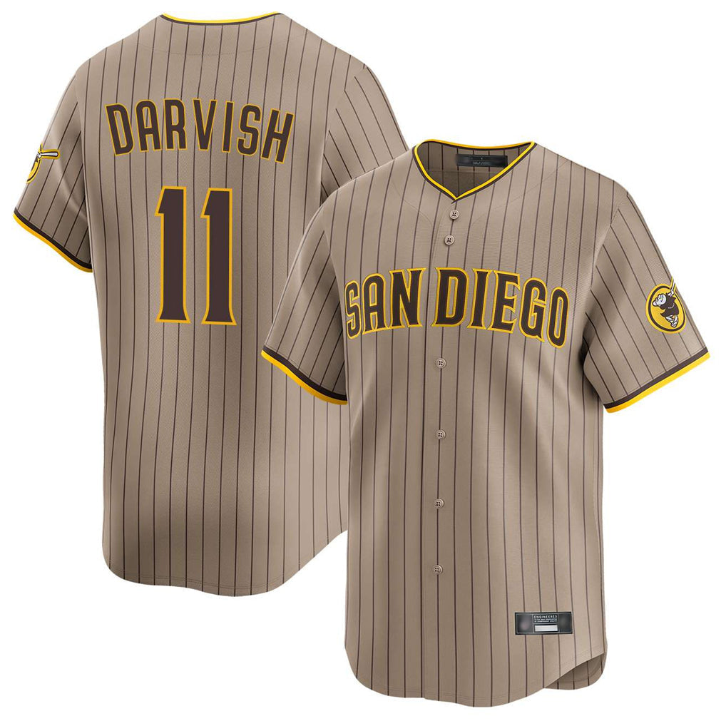 S.Diego Padres #11 Yu Darvish Player Khaki Home Limited Stitched Jerseys