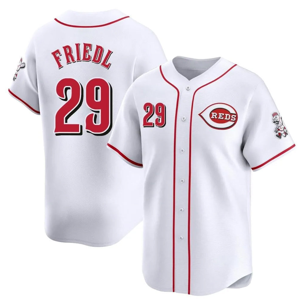 C.Reds #29 TJ Friedl Player White Home Limited Gdoa Stitched Jerseys