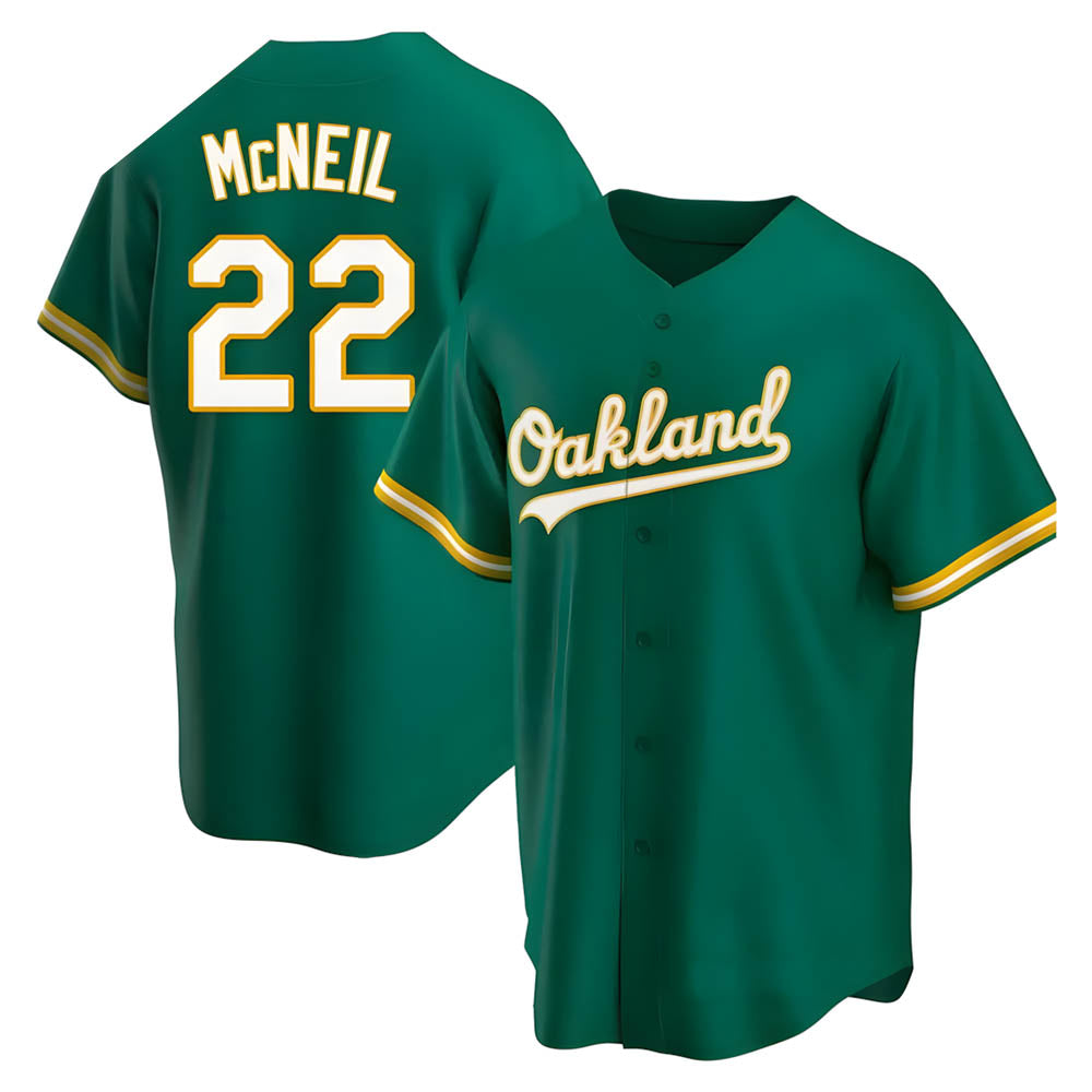 Athletics #22 Jeff McNeil player Green Replica Kelly Alternate Stitched Jersey
