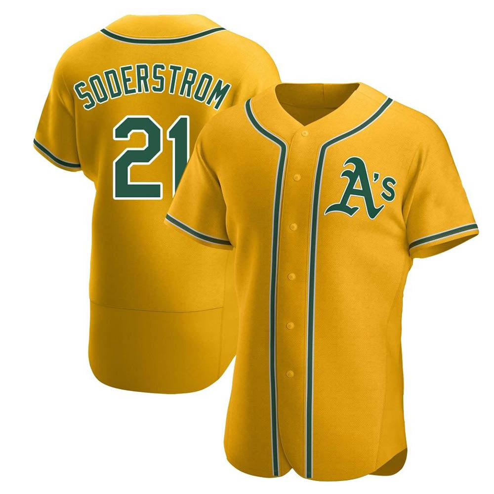 Athletics #21 Tyler Soderstrom player Gold Authentic Alternate Stitched Jersey