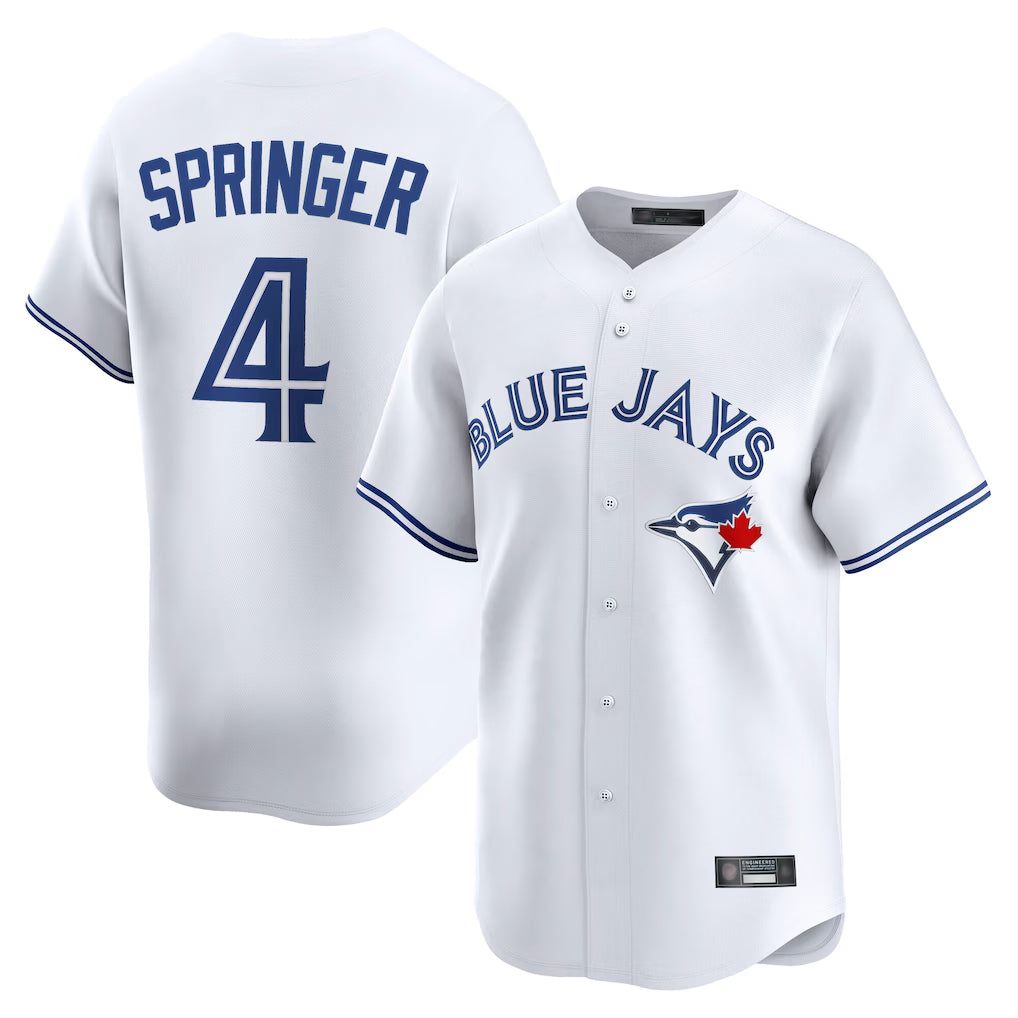 T.Blue Jays #4 George Springer Player White Home Limited Gdoa Stitched Jerseys