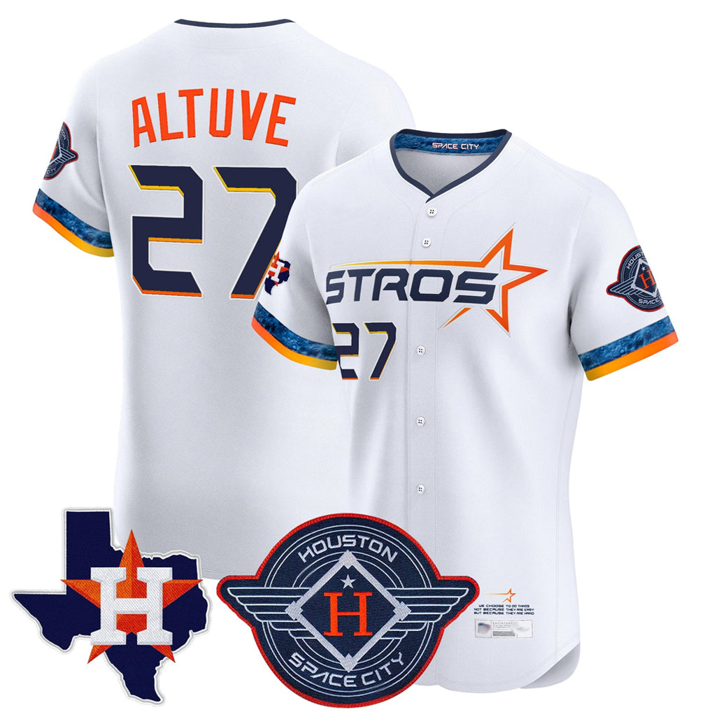 H.Astros #27 Jose Altuve Player White City Connect Texas Patch Vapor Premier Limited Elite Home Gdoa Stitched Jerseys