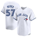 T.Blue Jays #57 Shane Bieber Player White Limited Home Stitched Jerseys