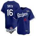 LA.Dodgers #16 Will Smith Player Royal World Series Limited Home Gdoa Stitched Jerseys