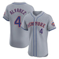 NY.Mets #4 Francisco Alvarez Player Gray Road Limited Elite Home Gdoa Stitched Jerseys