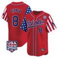 B.Orioles #8 Cal Ripken Player Red USA 250 Independence Day Vapor Premier Limited Home Game Gdoa Stitched Jerseys