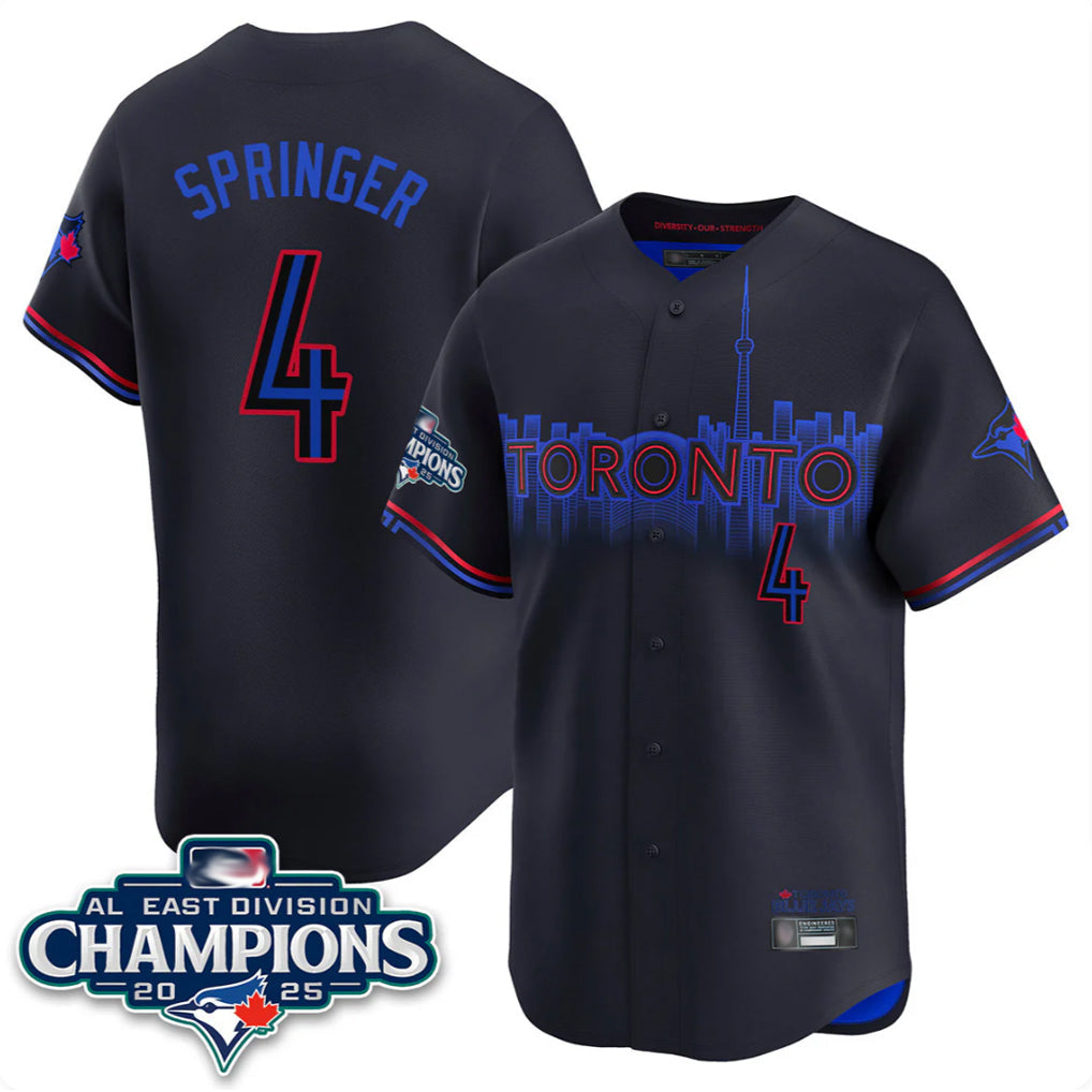 T.Blue Jays #4 George Springer Player Black AL East Division City Connect Limited Gdoa Stitched Jerseys