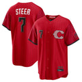 C.Reds #7 Spencer Steer Player Red 2026 City Connect Home Game Gdoa Stitched Jerseys