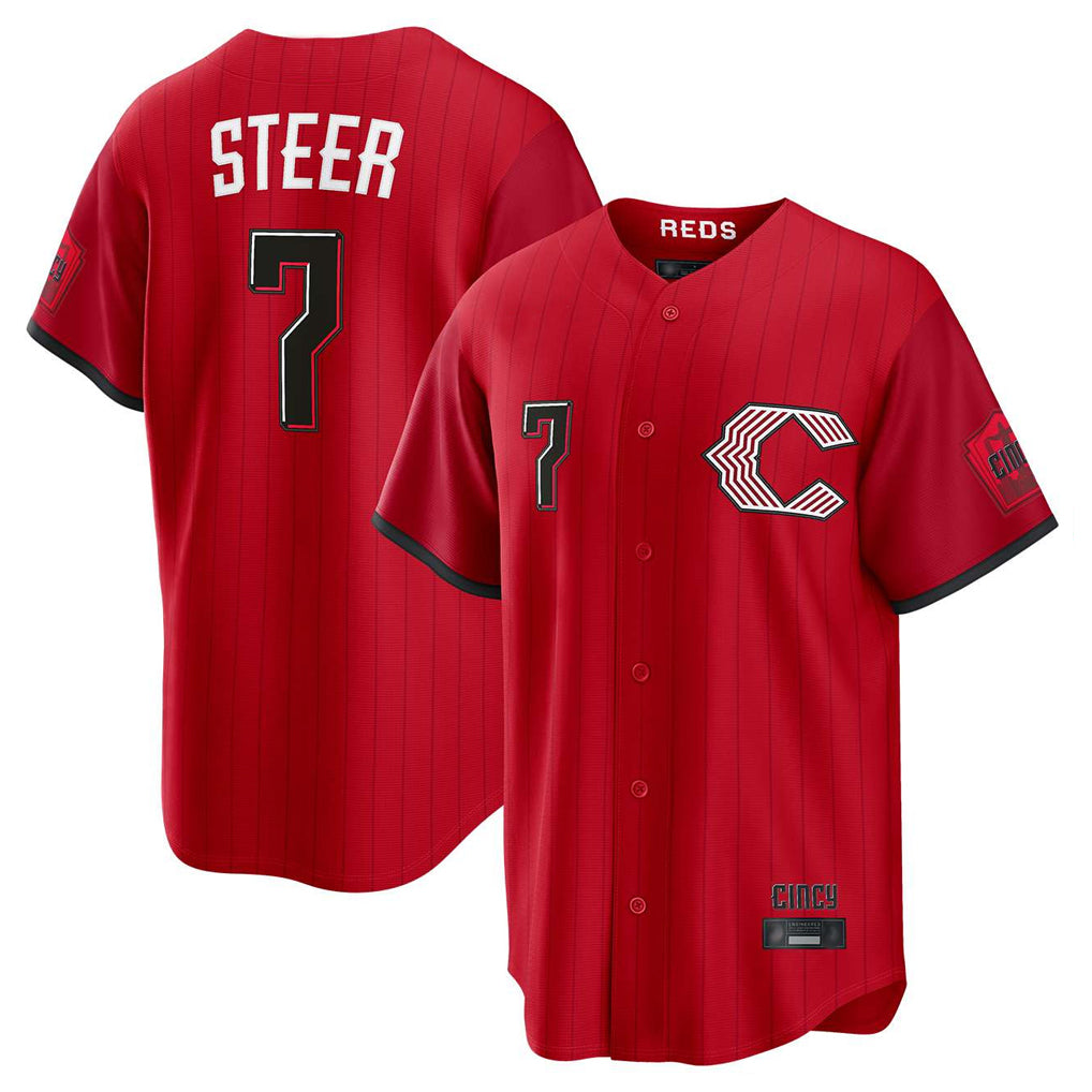 C.Reds #7 Spencer Steer Player Red 2026 City Connect Home Game Gdoa Stitched Jerseys