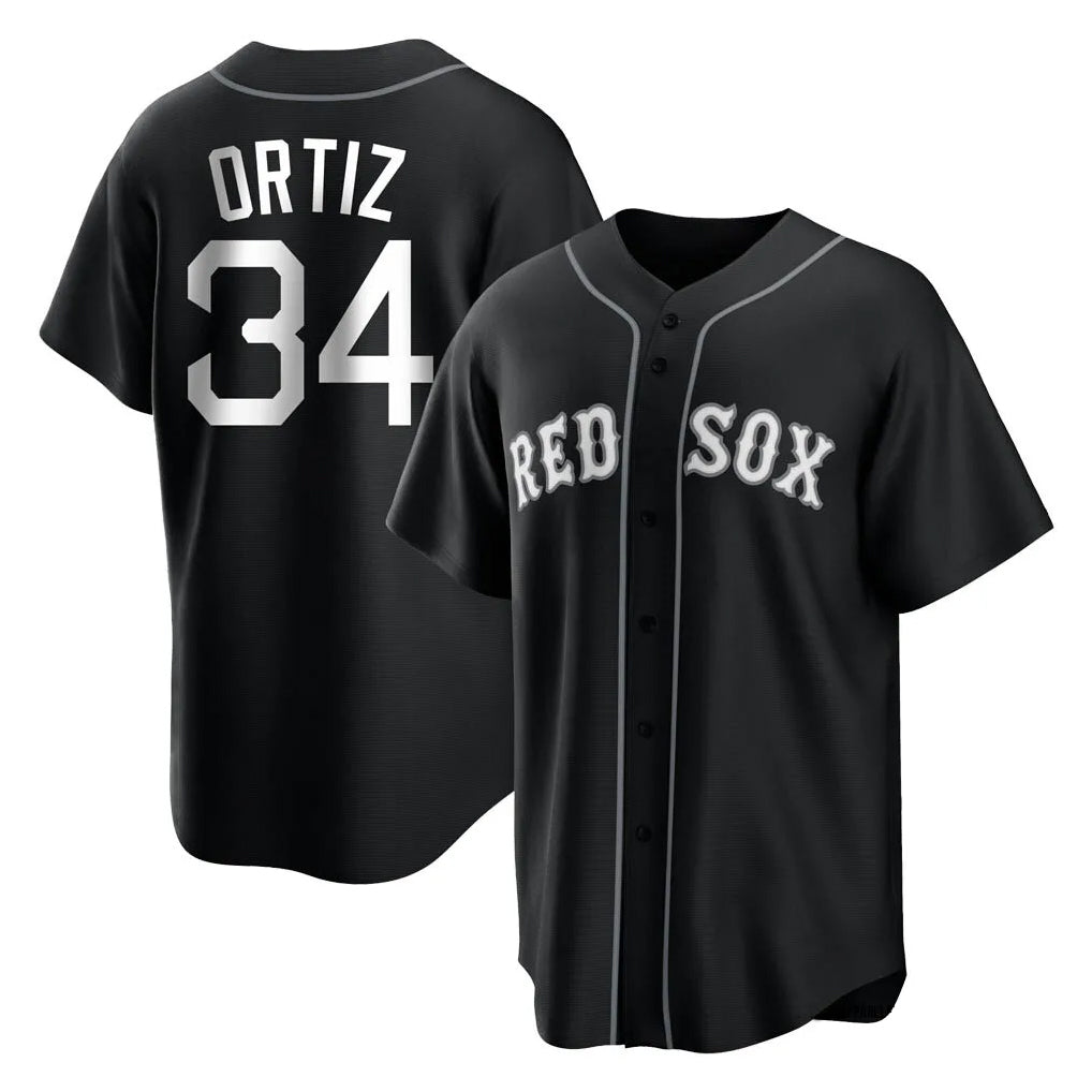 B.Red Sox #34 David Ortiz Player Black Home Game Gdoa Stitched Jerseys