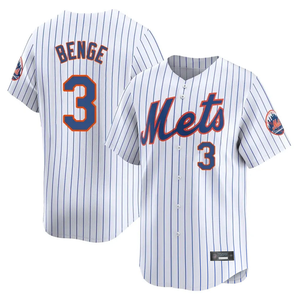 NY.Mets #3 Carson Benge Player White Home Replica Stitched Jerseys
