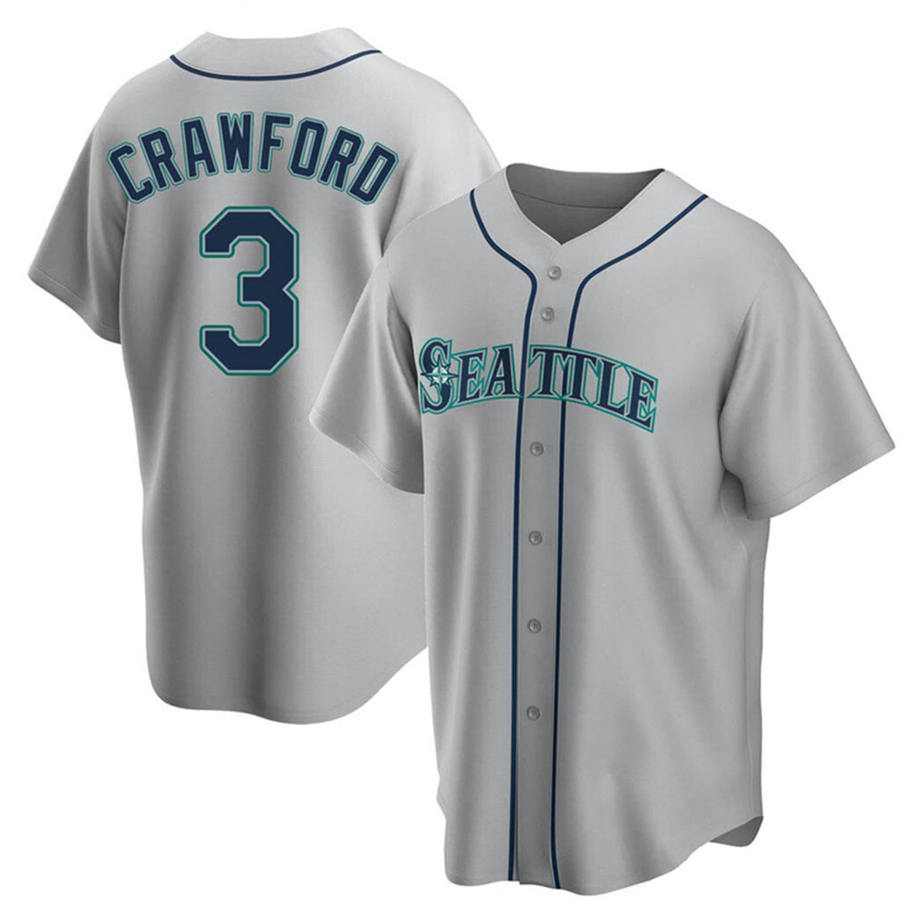 S.Mariners #3 J.P. Crawford Player Gray Home Game Stitched Jerseys