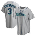 S.Mariners #3 J.P. Crawford Player Gray Home Game Stitched Jerseys