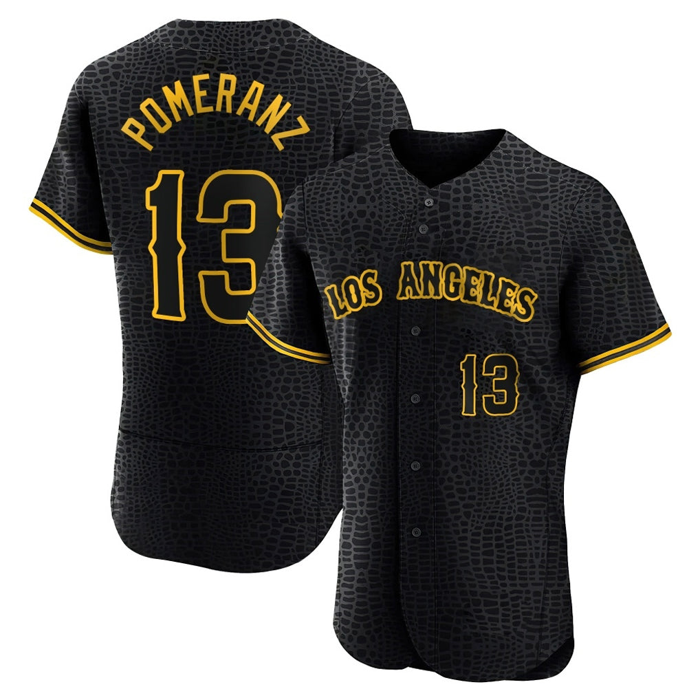 LA.Angels #13 Drew Pomeranz Player Black Snake Skin City Limited Elite Home Gdoa Stitched Jerseys