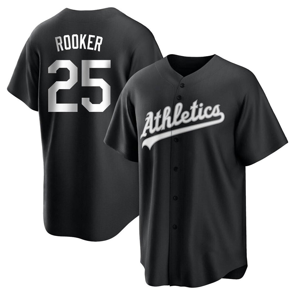 Athletics #25 Brent Rooker Player Black&White Replica Alternate Stitched Jersey