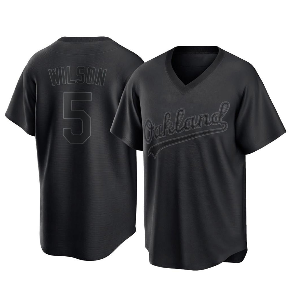 Athletics #5 Jacob Wilson Black Replica Pitch Fashion T shirt Stitched Jersey