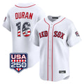 B.Red Sox #16 Jarren Duran Player White USA 250 Fourth of July Limited Home Game Gdoa Stitched Jerseys
