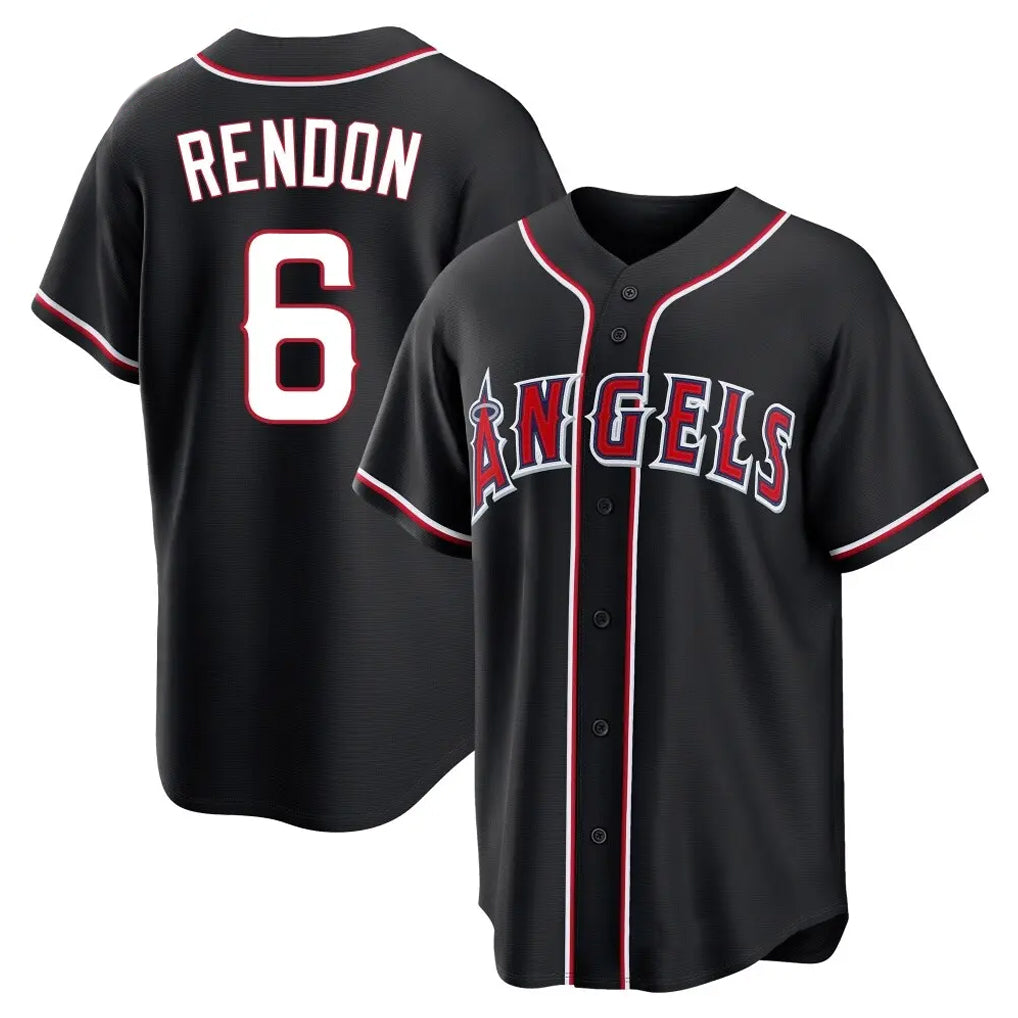 LA.Angels #6 Anthony Rendon Player Black Fashion Out Home Game Gdoa Stitched Jerseys