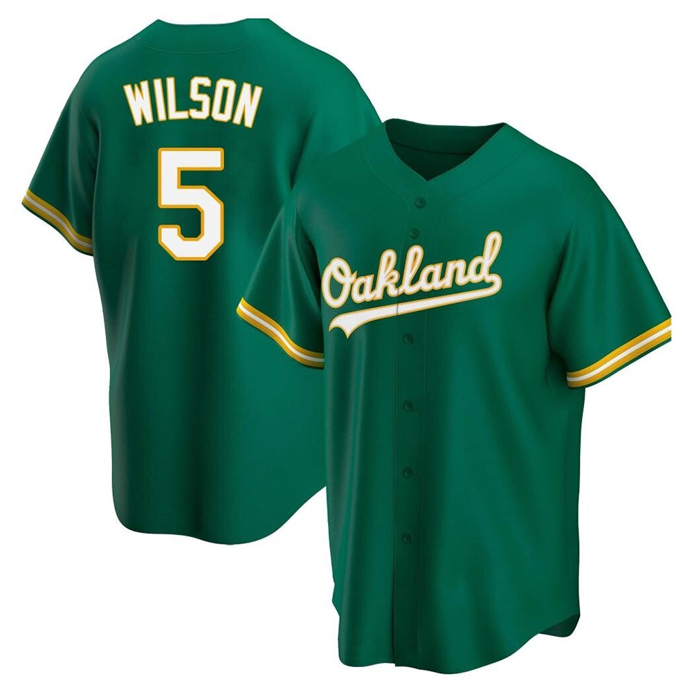 Athletics #5 Jacob Wilson Green Kelly Alternate Stitched Jersey