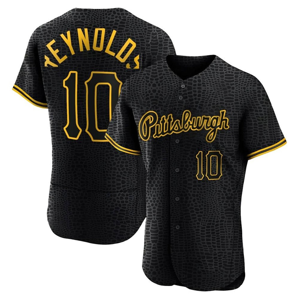 P.Pirates #10 Bryan Reynolds Player Black Snake Skin City Home Limited Elite Stitched Jerseys