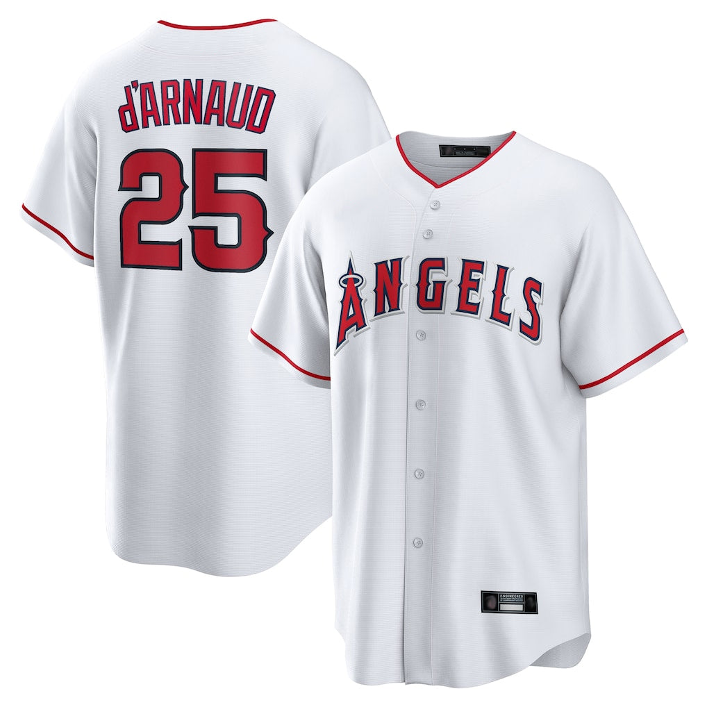LA.Angels #25 Travis d'Arnaud Player White Home Game Gdoa Stitched Jerseys