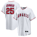 LA.Angels #25 Travis d'Arnaud Player White Home Game Gdoa Stitched Jerseys