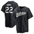 Athletics #22 Jeff McNeil player Black&White Replica Stitched Jersey