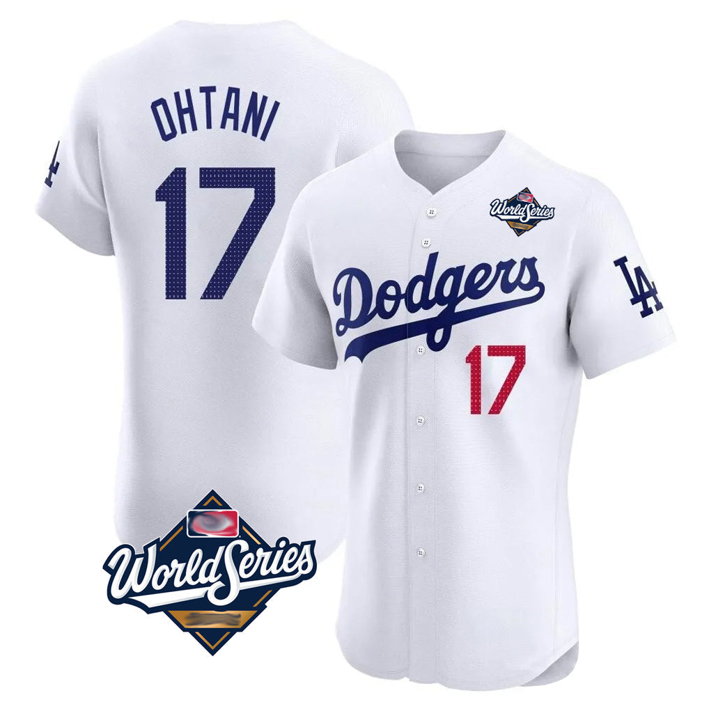 LA.Dodgers #17 Shohei Ohtani Player White World Series Limited Elite Home Gdoa Stitched Jerseys