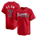 A.Braves #7 Ha-Seong Kim Player Red Limited Home Game Gdoa Stitched Jerseys