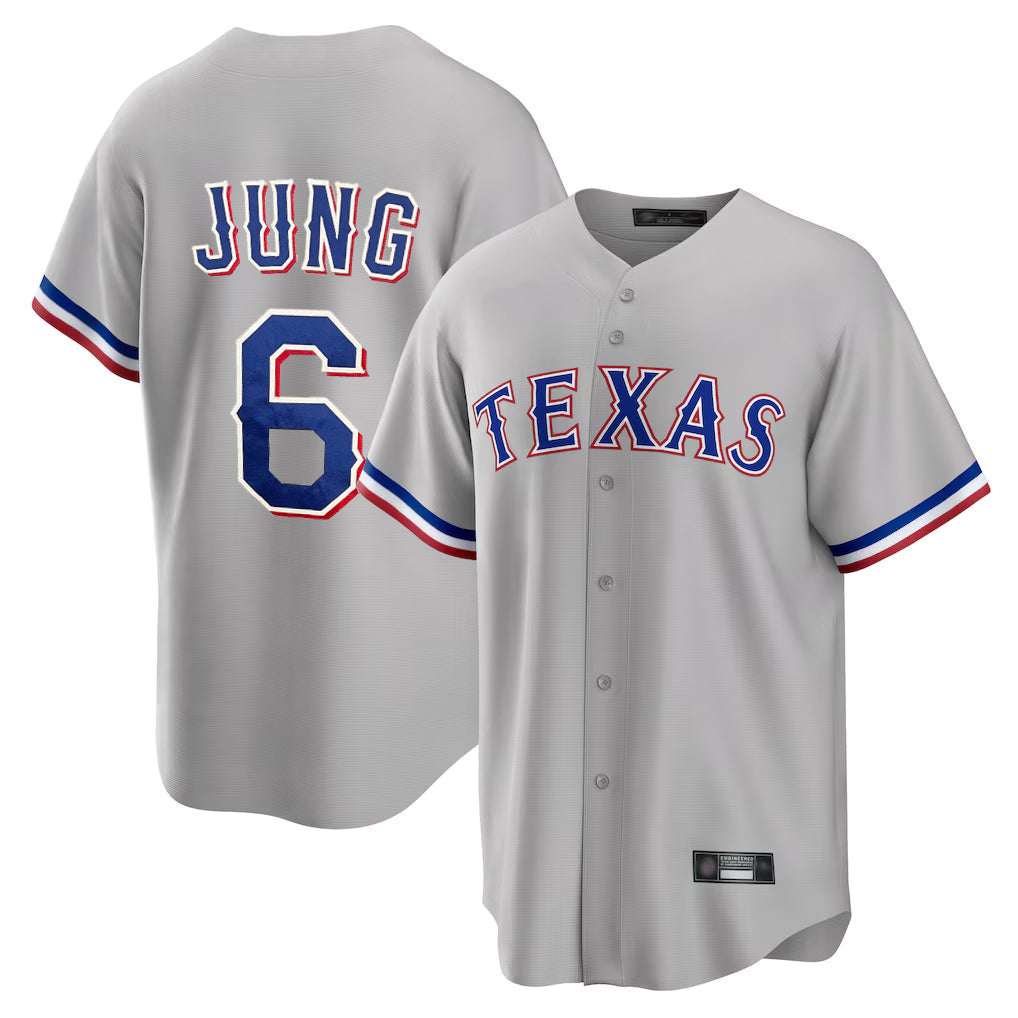 T.Rangers #6 Josh Jung Player Gray Limited Home Gdoa Stitched Jerseys