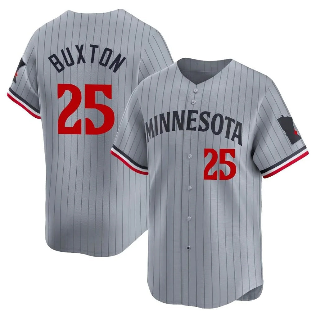 M.Twins #25 Byron Buxton Player Gray Home Limited Gdoa Stitched Jerseys