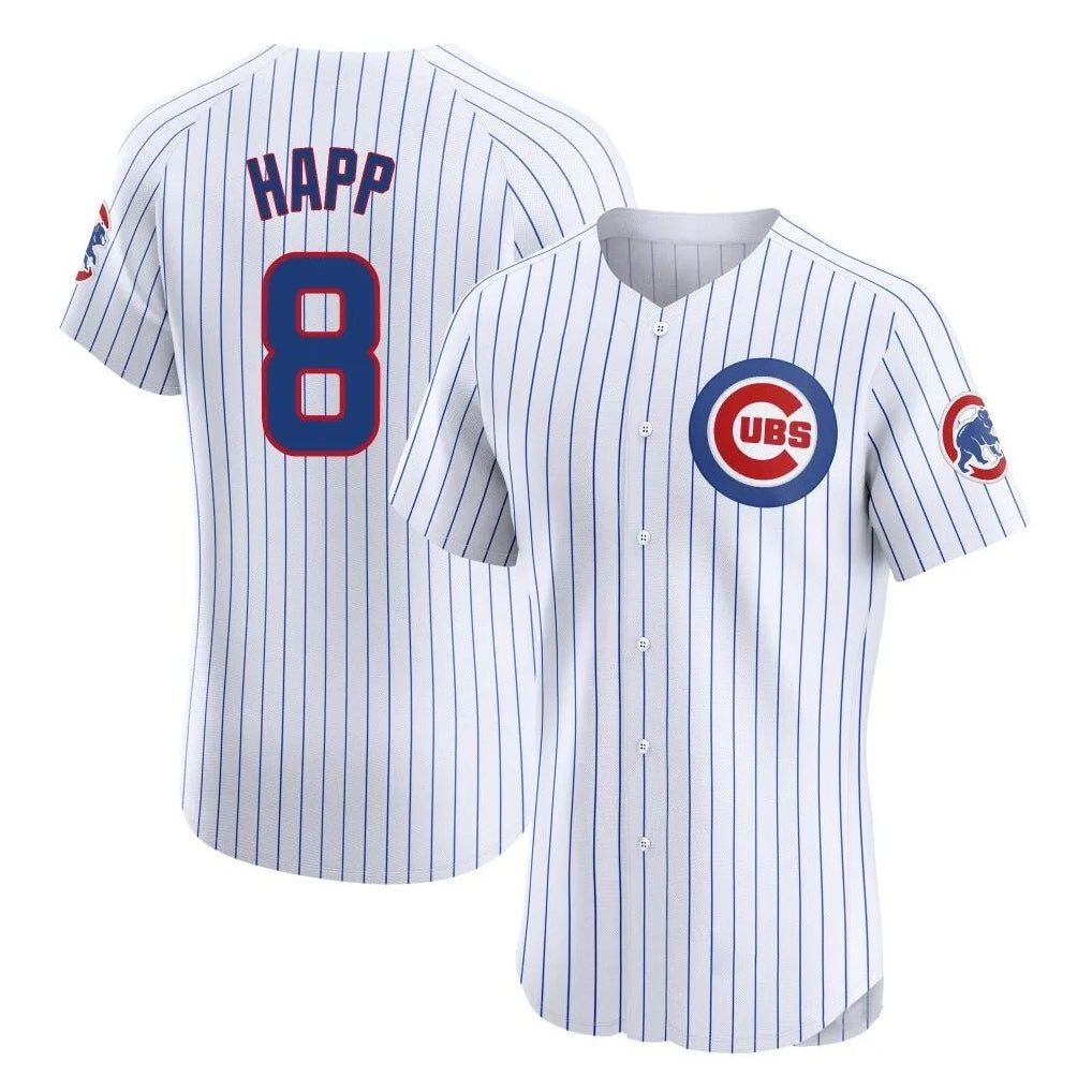 C.Cubs #8 Ian Happ Player White Limited Elite Home Game Gdoa Stitched Jerseys