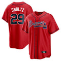 A.Braves #29 John Smoltz Player Red Home Game Gdoa Stitched Jerseys