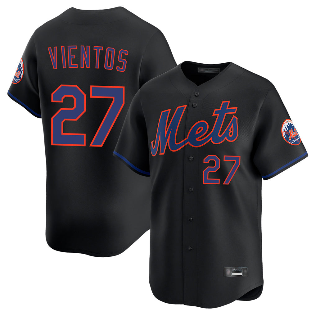 NY.Mets #27 Mark Vientos Player Black Alternate Home Limited Gdoa Stitched Jerseys