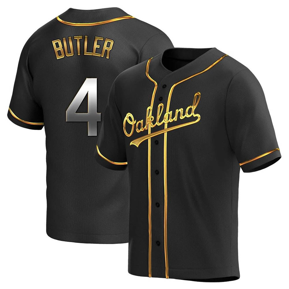 Athletics #4 Lawrence Butler player Black Golden Replica Alternate Stitched Jersey
