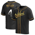 Athletics #4 Lawrence Butler player Black Golden Replica Alternate Stitched Jersey