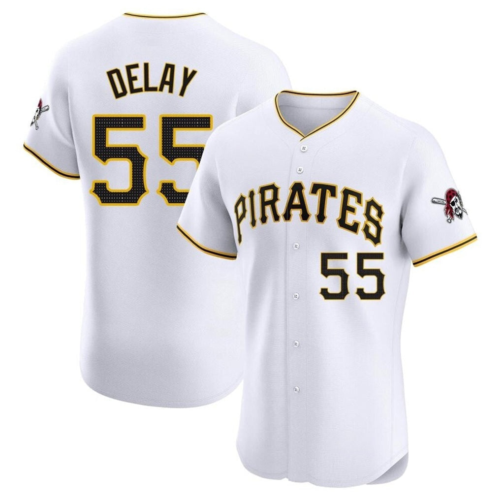 P.Pirates #55 Jason Delay Player White Home Limited Elite Gdoa Stitched Jerseys