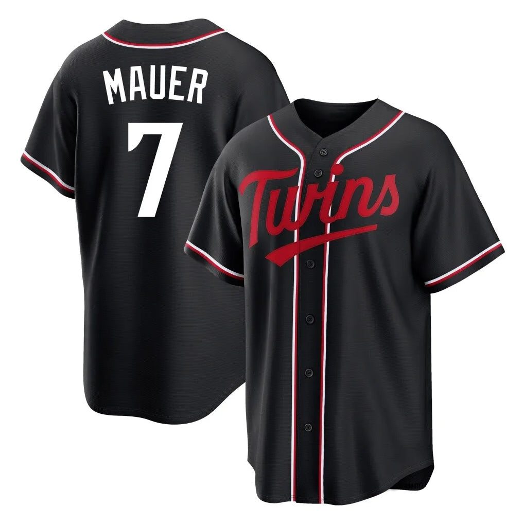 M.Twins #7 Joe Mauer Player Black Fashion Out Home Limited Gdoa Stitched Jerseys