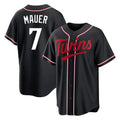 M.Twins #7 Joe Mauer Player Black Fashion Out Home Limited Gdoa Stitched Jerseys