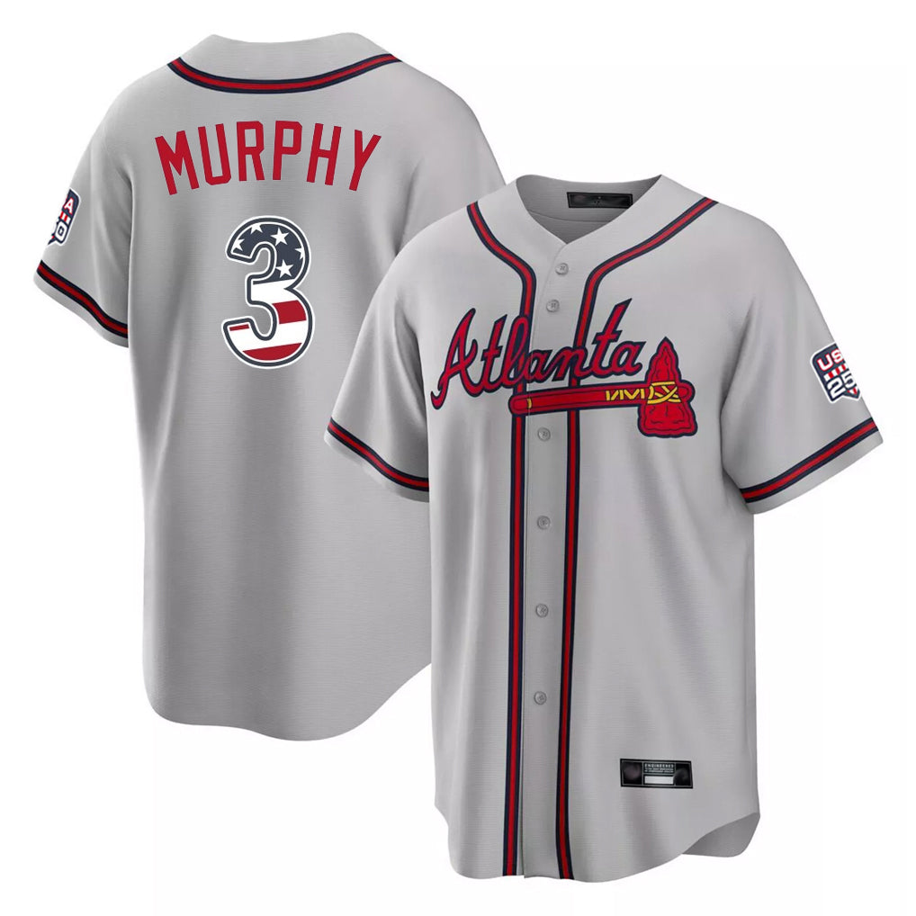 A.Braves #3 Dale Murphy Player Gray USA 250 Fourth Of July Limited Home Game Gdoa250Ys Stitched Jerseys