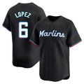 M.Marlins #6 Otto Lopez Player Black  Home Limited Gdoa Stitched Jerseys