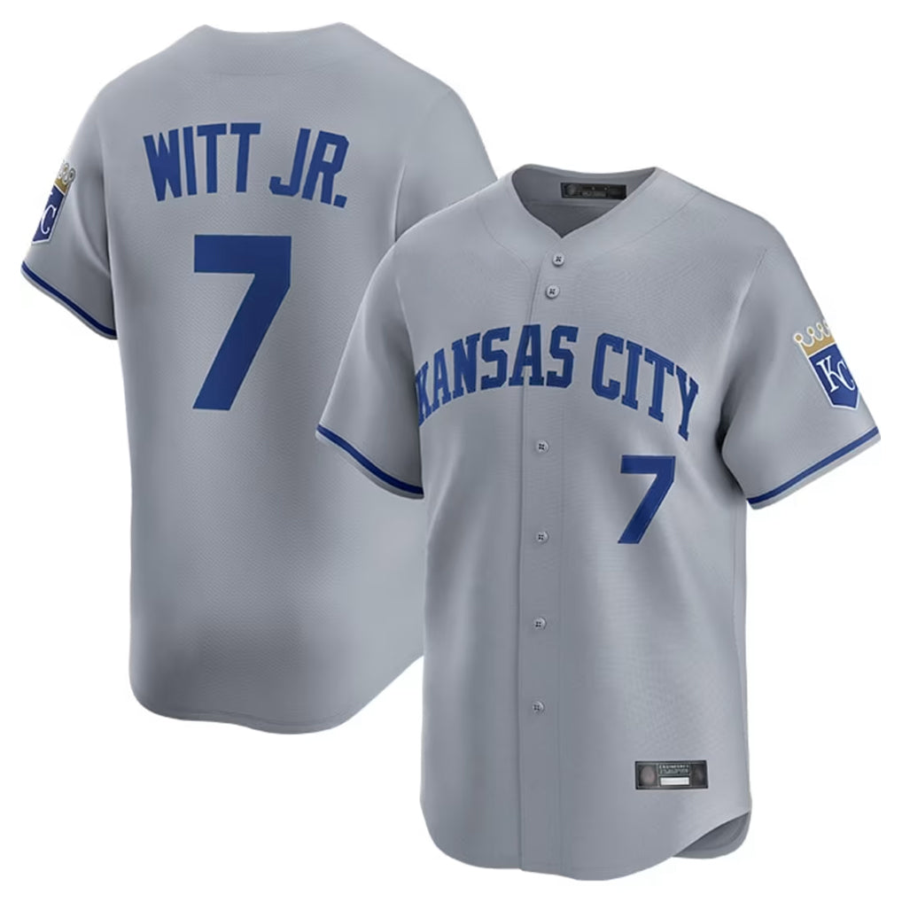 KC.Royals #7 Bobby Witt Jr. Player Gray Limited Home Gdoa Stitched Jerseys